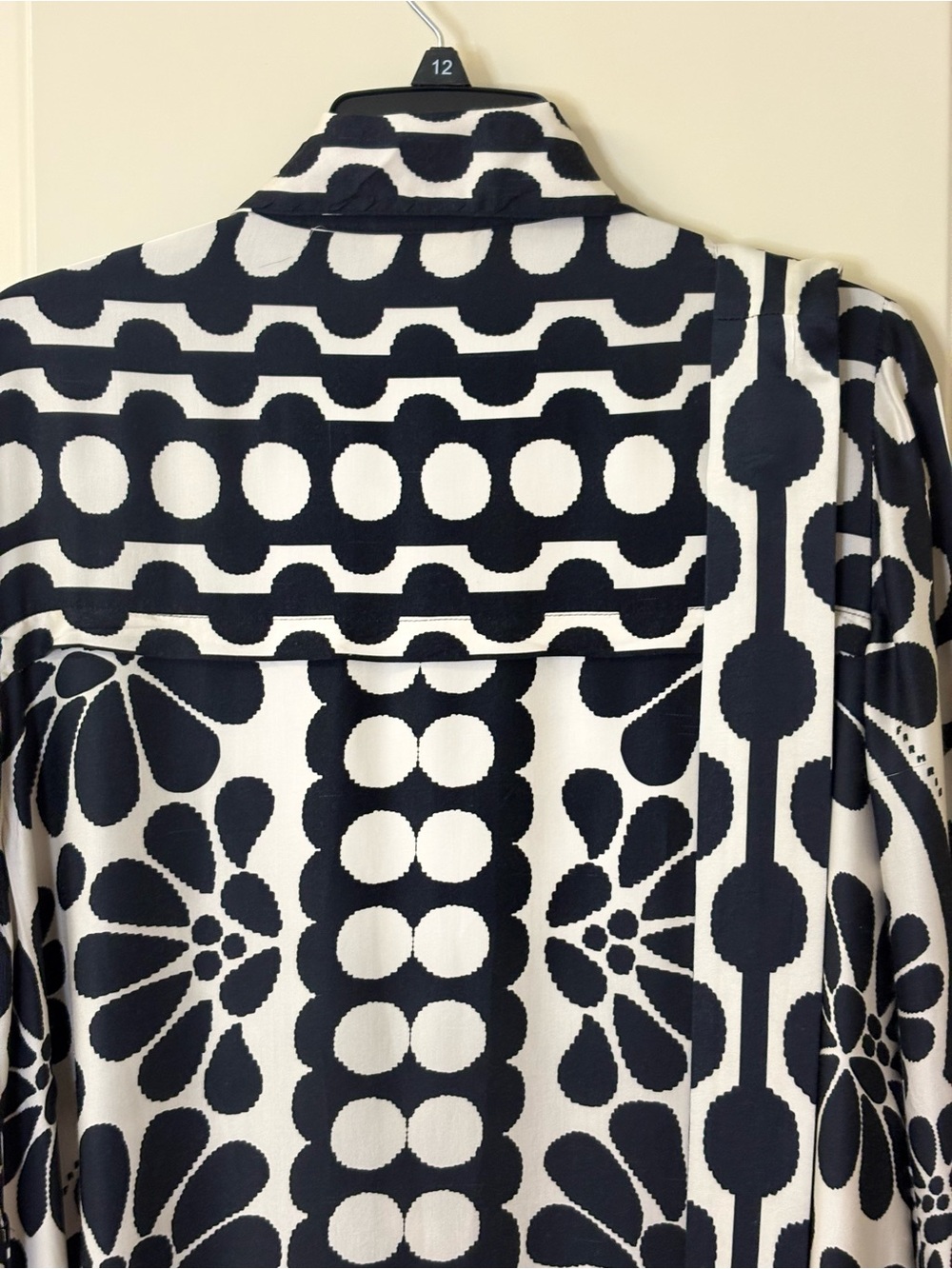 FARM RIO PALERMO Black Ivory Printed Shirt Dress / Belt Tie Waist SZ L EUC $260 - Picture 9 of 16